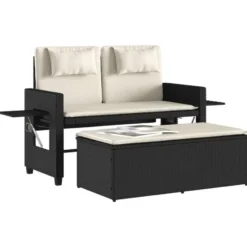 vidaXL - 2-delige Loungebanken Verstelbare met crème kussens - 113x61x87 cm