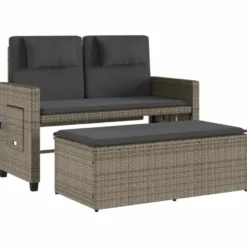 vidaXL - 2-delige Loungebanken Verstelbare met kussens - Grijs - 113x61x87 cm