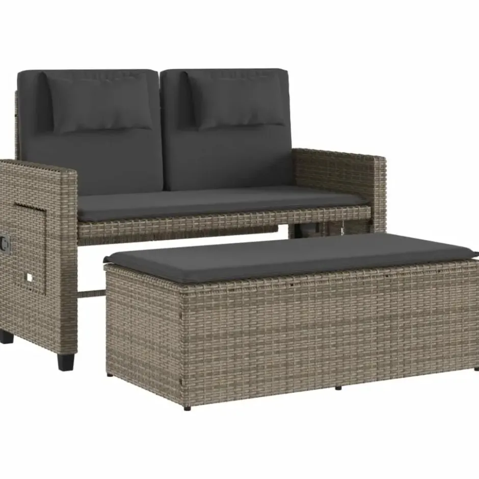vidaXL - 2-delige Loungebanken Verstelbare met kussens - Grijs - 113x61x87 cm