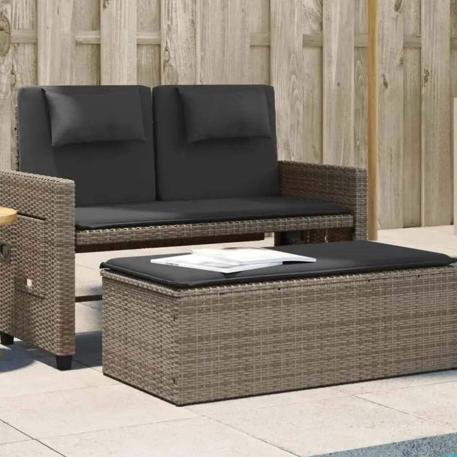 vidaXL - 2-delige Loungebanken Verstelbare met kussens - Grijs - 113x61x87 cm