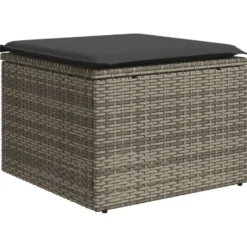 vidaXL 5-delige Loungeset kussens en kruk - hout armsteun & salontafel - Grijs