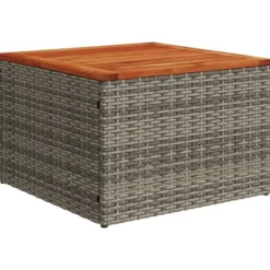 vidaXL 5-delige Loungeset kussens en kruk - hout armsteun & salontafel - Grijs