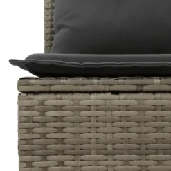 vidaXL 5-delige Loungeset kussens en kruk - hout armsteun & salontafel - Grijs