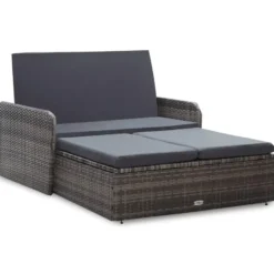 VIDAXL 2-delige Loungeset met kussens poly rattan grijs