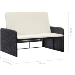 VIDAXL 2-delige Loungeset met kussens poly rattan zwart