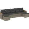 vidaXL 7-delige Loungeset voor 7 met kussens & krukken - Gris - Poly rattan