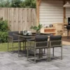 vidaXL - 5-delige Tuinset donkergrijs kussens - Grijs PE rattan - 110x106 cm