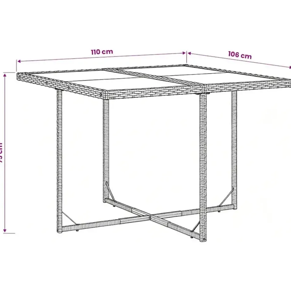 vidaXL - 5-delige Tuinset donkergrijs kussens - Grijs PE rattan - 110x106 cm