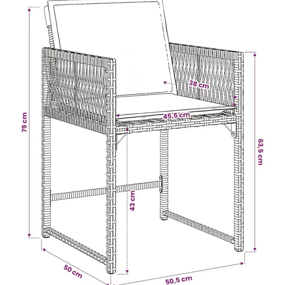 vidaXL - 5-delige Tuinset donkergrijs kussens - Grijs PE rattan - 110x106 cm