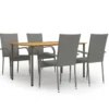 vidaXL - 5-delige Tuinset 4 fauteuils grijs stoelen - Poly rattan - 150x90 cm