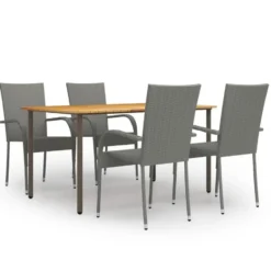 vidaXL - 5-delige Tuinset 4 fauteuils - Zwart - Textileen - 140x70 cm