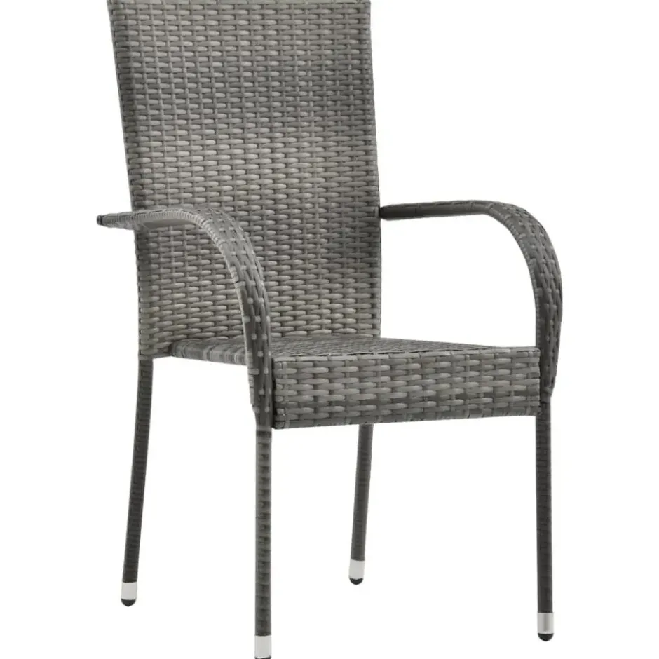 vidaXL - 5-delige Tuinset 4 fauteuils grijs stoelen - Poly rattan - 150x90 cm