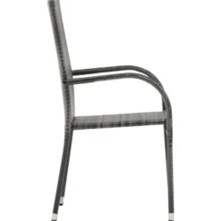 vidaXL - 5-delige Tuinset 4 fauteuils grijs stoelen - Poly rattan - 150x90 cm