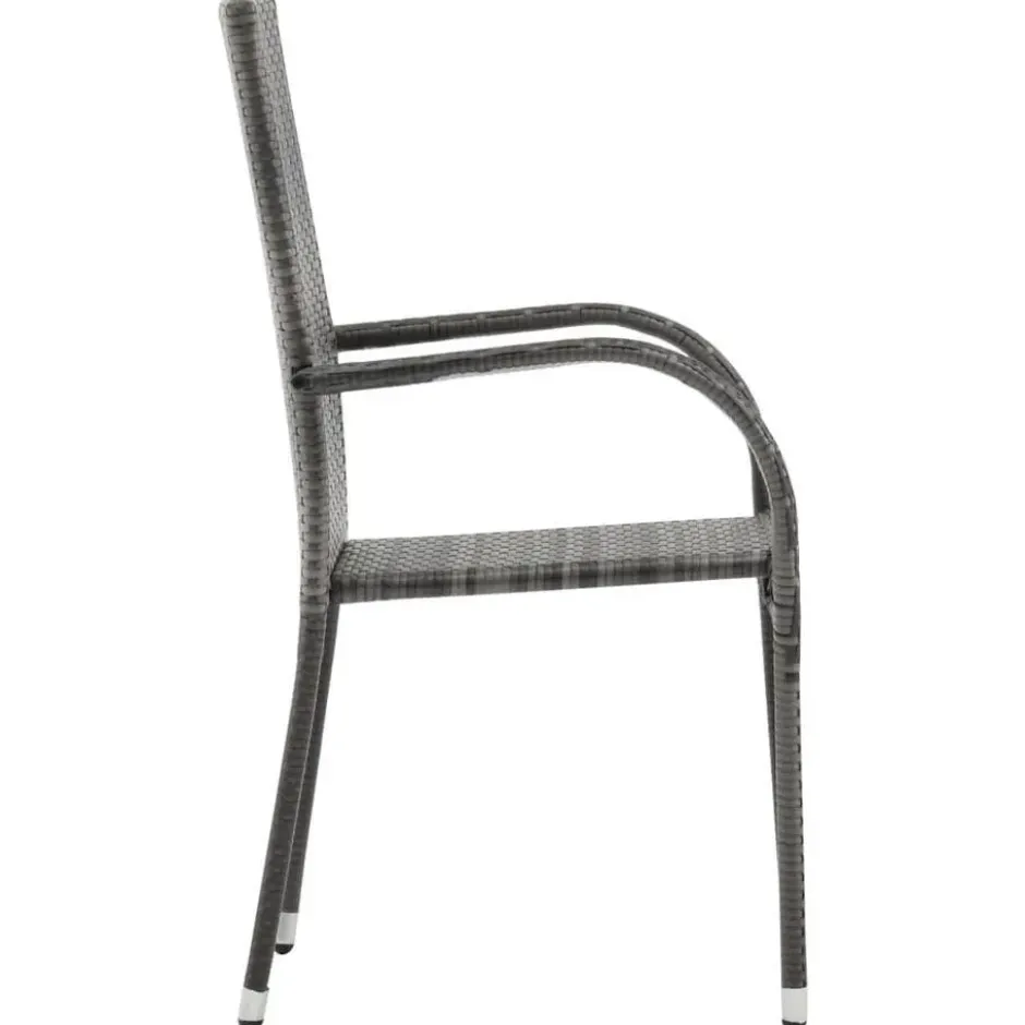 vidaXL - 5-delige Tuinset 4 fauteuils grijs stoelen - Poly rattan - 150x90 cm