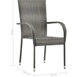 vidaXL - 5-delige Tuinset 4 fauteuils grijs stoelen - Poly rattan - 150x90 cm