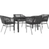 vidaXL - 5-delige Tuinset grijs kussens - Zwart PE rattan en staal - 140x70 cm