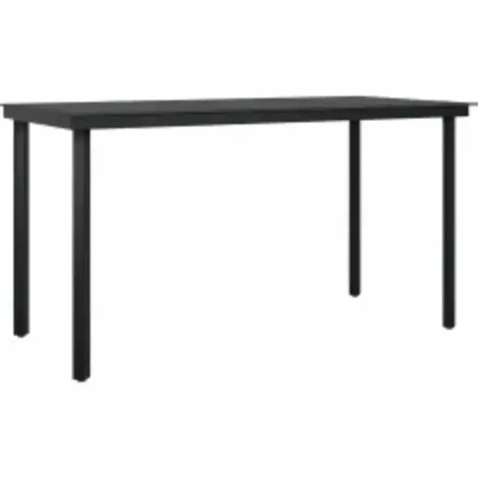 vidaXL - 5-delige Tuinset grijs kussens - Zwart PE rattan en staal - 140x70 cm