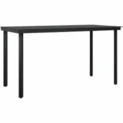 vidaXL - 5-delige Tuinset grijs kussens - Zwart PE rattan en staal - 140x70 cm