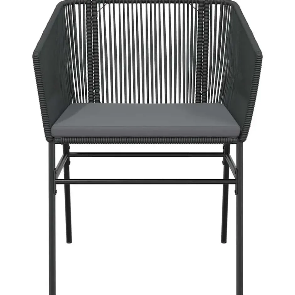vidaXL - 5-delige Tuinset grijs kussens - Zwart PE rattan en staal - 140x70 cm