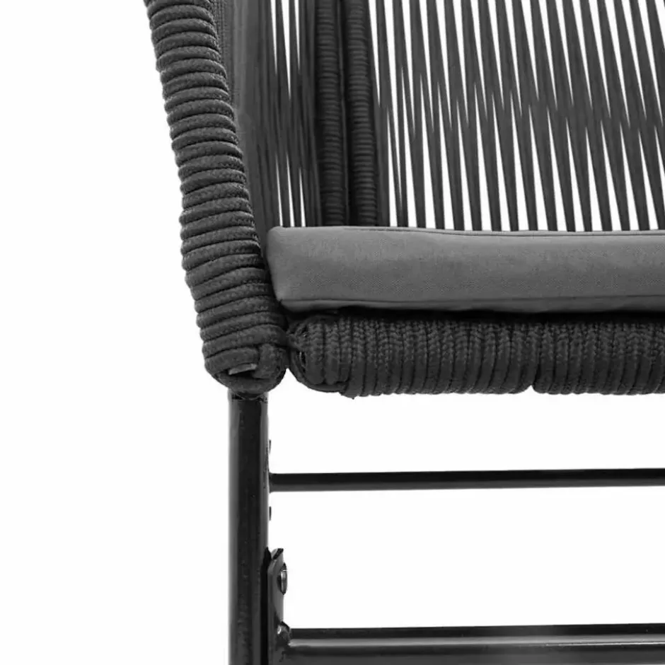 vidaXL - 5-delige Tuinset grijs kussens - Zwart PE rattan en staal - 140x70 cm