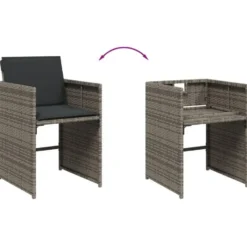 vidaXL - 7-delige Tuinset met donkergrijs kussens - PE rattan - 110x106 cm
