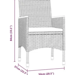 vidaXL - 5-delige Tuinset met kussens & armsteun - Zwart poly rattan - 140x70 cm