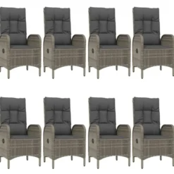 vidaXL - 9-delige Tuinset met kussens - Grijs - PE-rattan en glas - 200x80 cm
