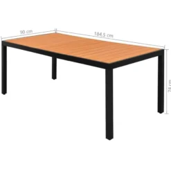 vidaXL - 7-delige Tuinset met kussens - Zwart & bruin - PVC-rattan - 184.5x90 cm