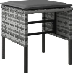 vidaXL - 6-delige Tuinset met kussens 4 krukken - Grijs - PE-rattan - 90x90 cm