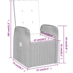 vidaXL - 7-delige Tuinset met kussens 6 grijs verstelbaar stoelen - 200x100 cm