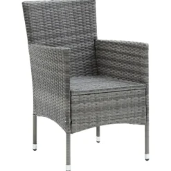 vidaXL - 7-delige Tuinset met kussens - Grijs - Poly rattan en HKC - 185x90 cm