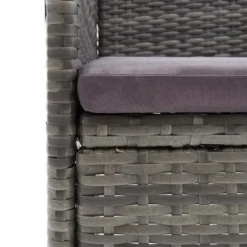 vidaXL - 7-delige Tuinset met kussens - Grijs - Poly rattan en HKC - 185x90 cm
