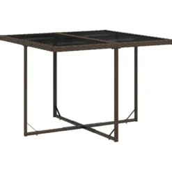 vidaXL - 5-delige Tuinset wit kussens - Bruin - PE rattan en staal - 110x106 cm