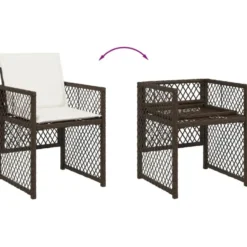 vidaXL - 5-delige Tuinset wit kussens - Bruin - PE rattan en staal - 110x106 cm