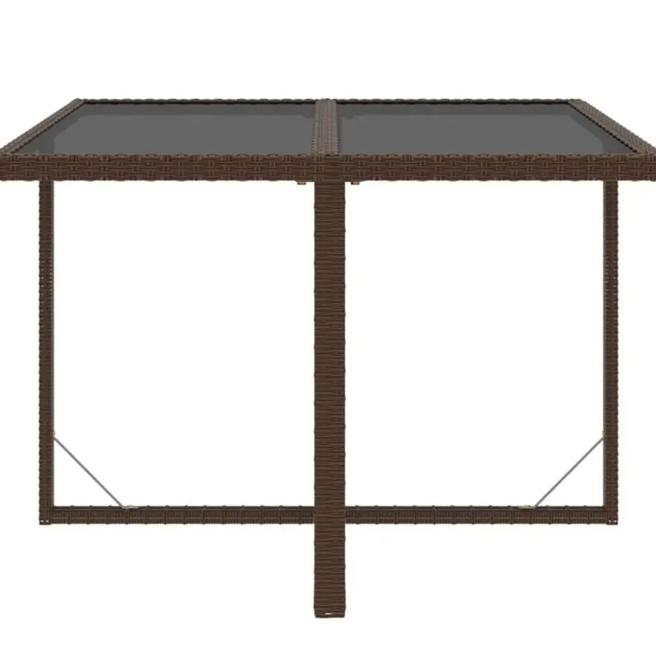 vidaXL - 9-delige Tuinset wit kussens - Bruin poly rattan en glas - 109x107 cm