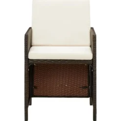 vidaXL - 9-delige Tuinset wit kussens - Bruin poly rattan en glas - 109x107 cm