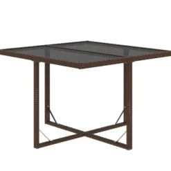 vidaXL - 9-delige Tuinset wit kussens - Bruin poly rattan en glas - 109x107 cm