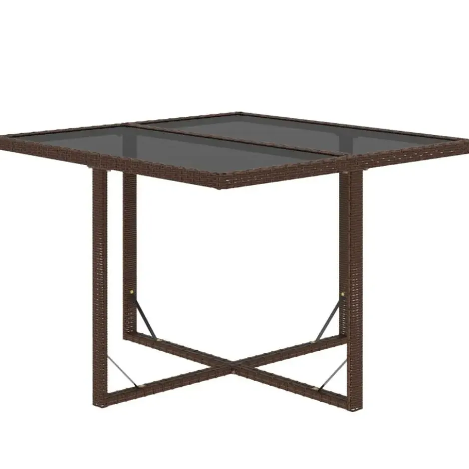 vidaXL - 9-delige Tuinset wit kussens - Bruin poly rattan en glas - 109x107 cm