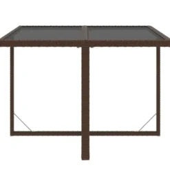 vidaXL - 9-delige Tuinset wit kussens - Bruin poly rattan en glas - 109x107 cm