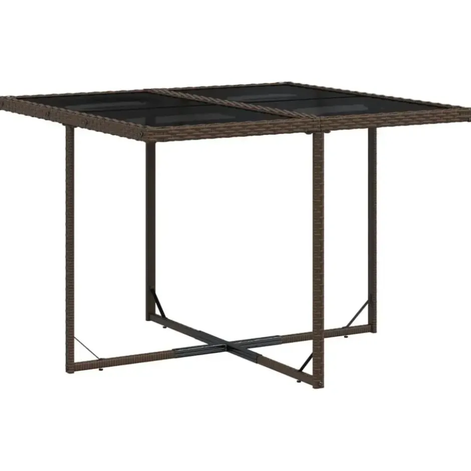 vidaXL - 5-delige Tuinset wit kussens - Bruin poly rattan en staal - 110x106 cm