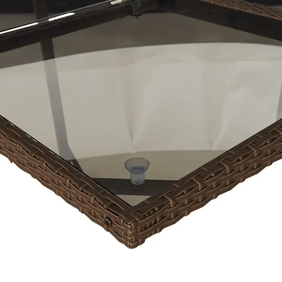 vidaXL - 5-delige Tuinset wit kussens - Bruin poly rattan en staal - 110x106 cm