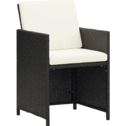 vidaXL - 5-delige Tuinset wit kussens - Zwart poly rattan en glas - 109x107 cm