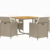vidaXL - 5-delige Tuinset wit kussens - Beige poly rattan en glas - 109x107 cm