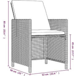 vidaXL - 5-delige Tuinset wit kussens - Beige poly rattan en glas - 109x107 cm