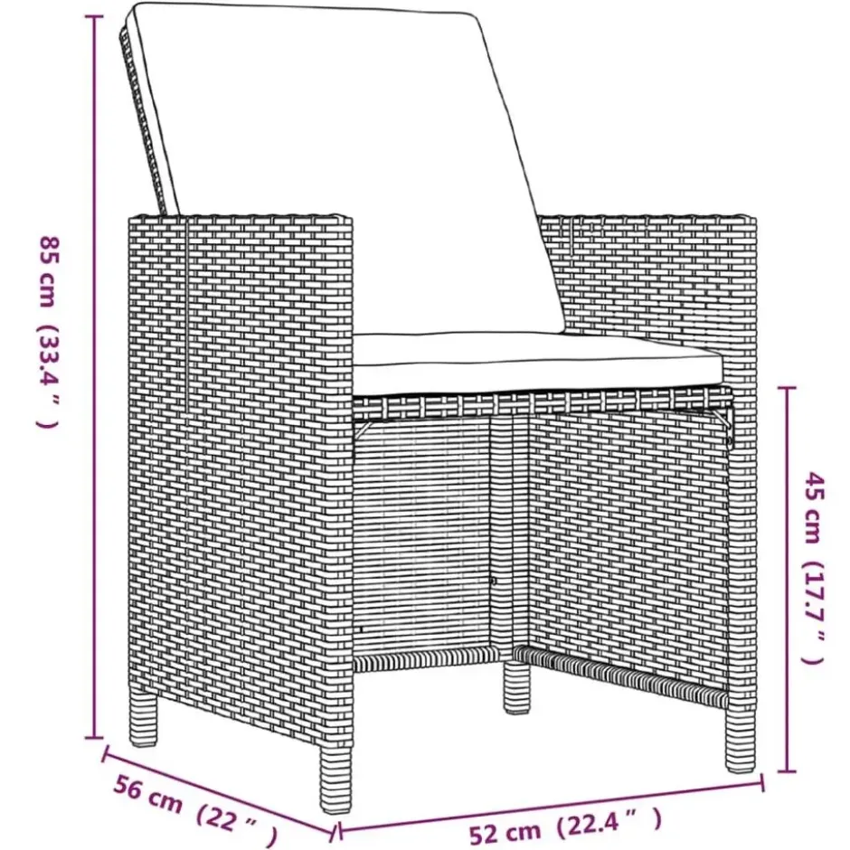 vidaXL - 5-delige Tuinset wit kussens - Beige poly rattan en glas - 109x107 cm