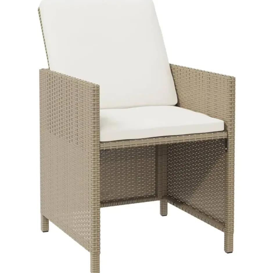 vidaXL - 5-delige Tuinset wit kussens - Beige poly rattan en glas - 109x107 cm