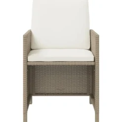 vidaXL - 5-delige Tuinset wit kussens - Beige poly rattan en glas - 109x107 cm