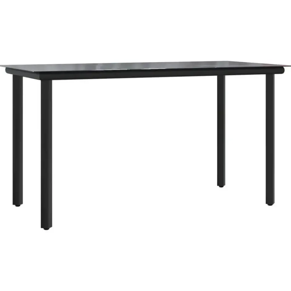 vidaXL - 7-delige Tuinset - Zwart - Textileen met voering en staal - 200x100 cm