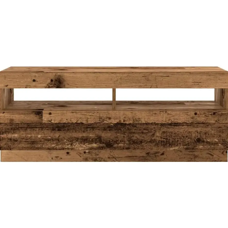vidaXL - 3-delige TV-meubel - LED-verlichting - Oud hout - 300x35x40 cm