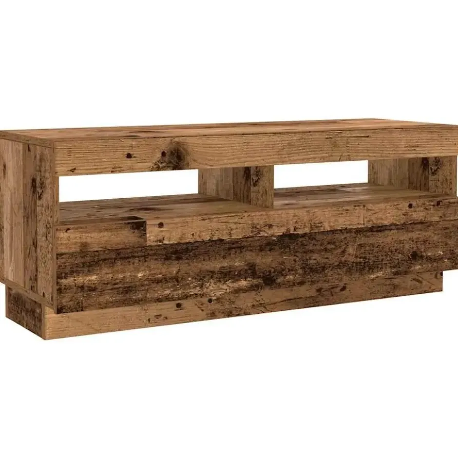 vidaXL - 3-delige TV-meubel - LED-verlichting - Oud hout - 300x35x40 cm